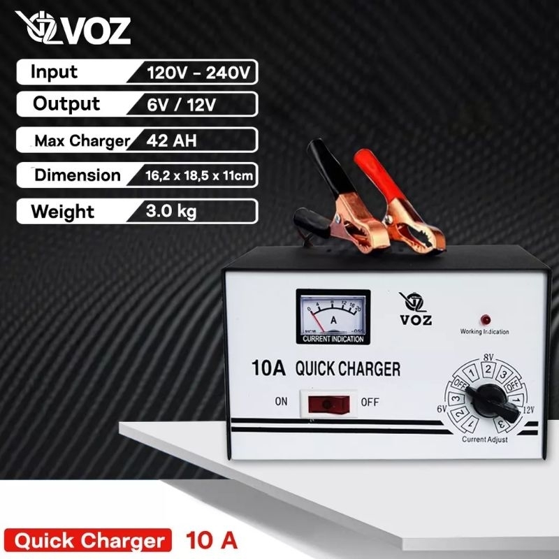 charger aki motor mobil voz automatic charger aki 10ah - charger aki kering aki