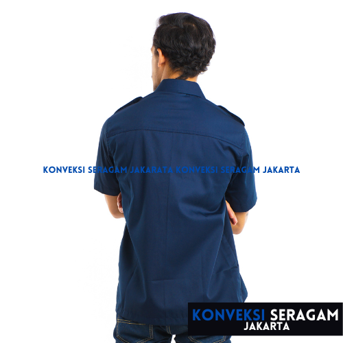 Baju Kemeja PDL Lengan Pendek Seragam Kerja Dinas Lapangan Outdoor Outdor Gunung Komunitas Custom Bordir Navy Pria Wanita