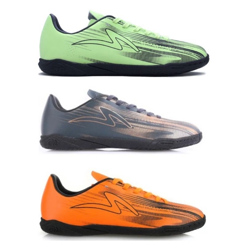 Sepatu Futsal Specs Accelerator Elevation Zero IN - Black Orange Wasabi Mako Gold Original