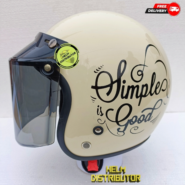 HELM BOGO PREMIUM DEWASA MOTIF SIMPLE GOOD KACA FLAT DAN CEMBUNG SNI COD