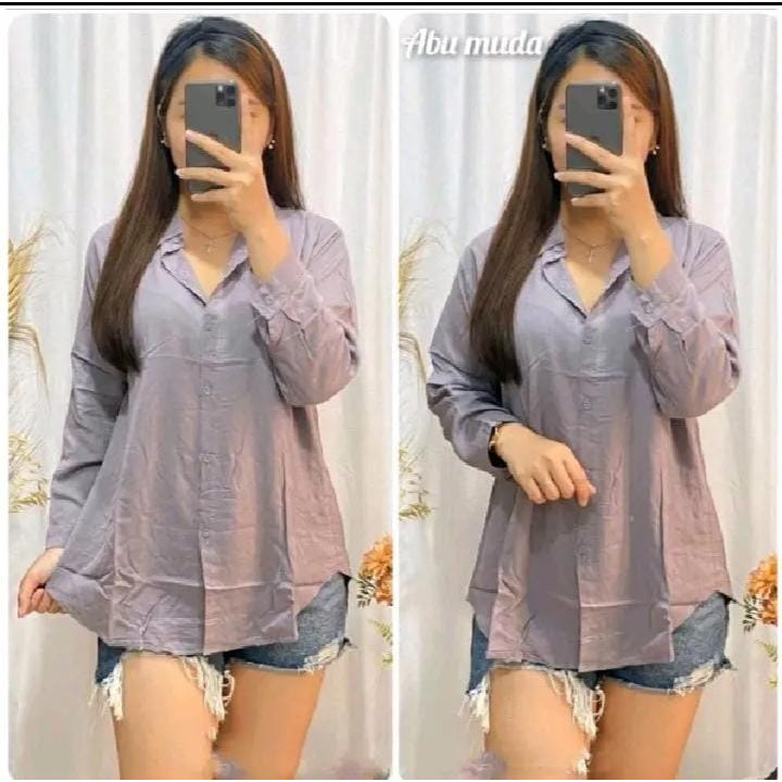 KEMEJA WANITA CRINKLE ATASAN PANJANG MOTIF POLOS WANITA // BAJU WANITA BLOUSE // KEMEJA TRAVELING // KEMEJA WANITA TERBARU