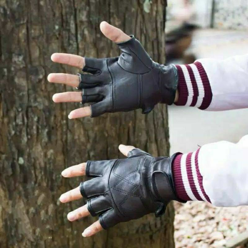Sarung Tangan Asli Kulit Domba Setengah Jari Sarung Tangan Motor Asli Kulit Anti Air Anti Api