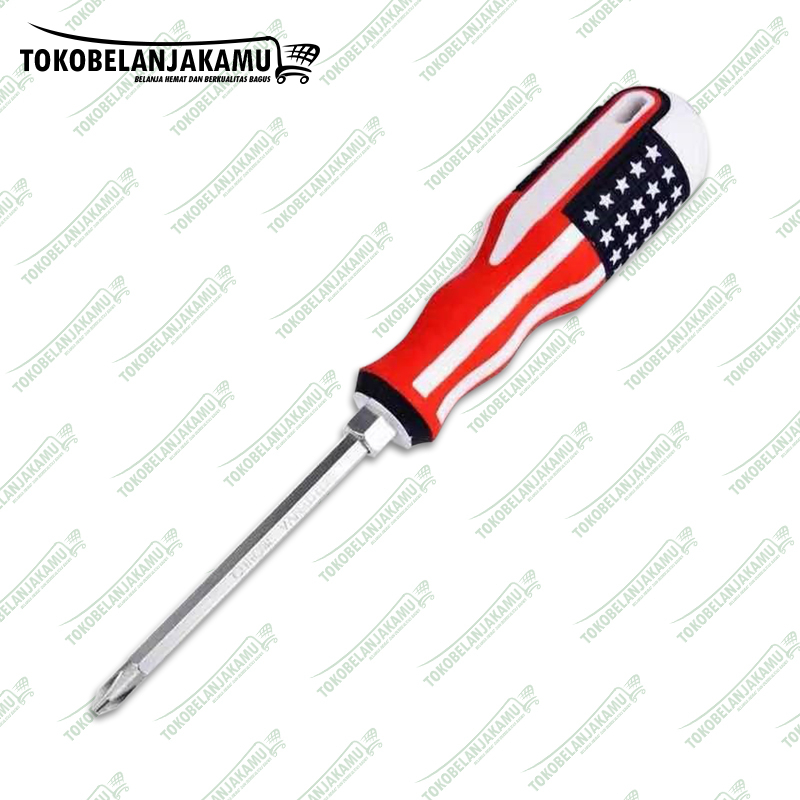 Obeng Bolak Balik Amerika 6 inch / Obeng 2 Way /  Screwdriver - + USA