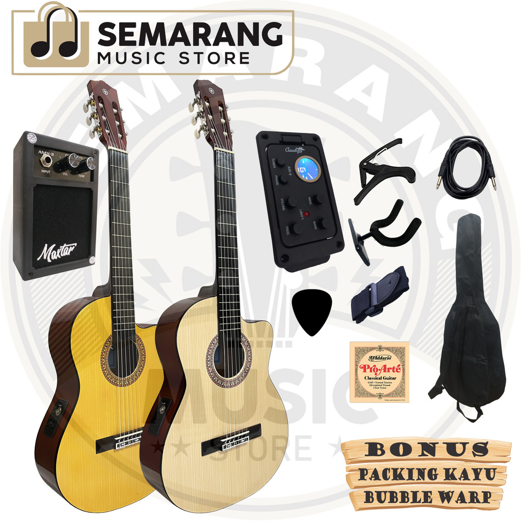 Gitar Klasik Elektrik Cutaway Nylon C315 Tanam Besi Gitar Klasik Elektrik Cutaway Equalizer Tuner Cowboy AW-6