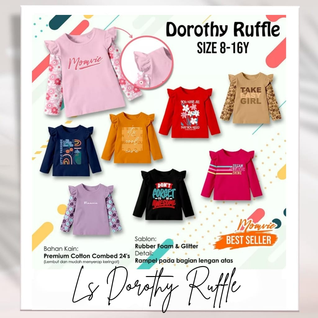 LONGSLEEVE DOROTHY RUFFLE BATCH 2 FASHION PAKAIAN KAOS ANAK LENGAN PANJANG 8910111213141516TH