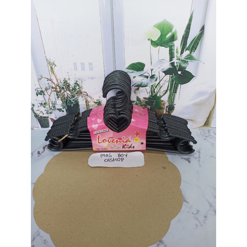 12 Pcs Gantungan Baju Rotan Plastik / Hanger Baju Anak / Panjang 28 cm