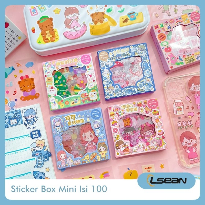 MINI Sticker Box Jurnal Dekorasi DIY Stiker Korea Deco Lucu Anti Air Aesthetic PVS Isi 100