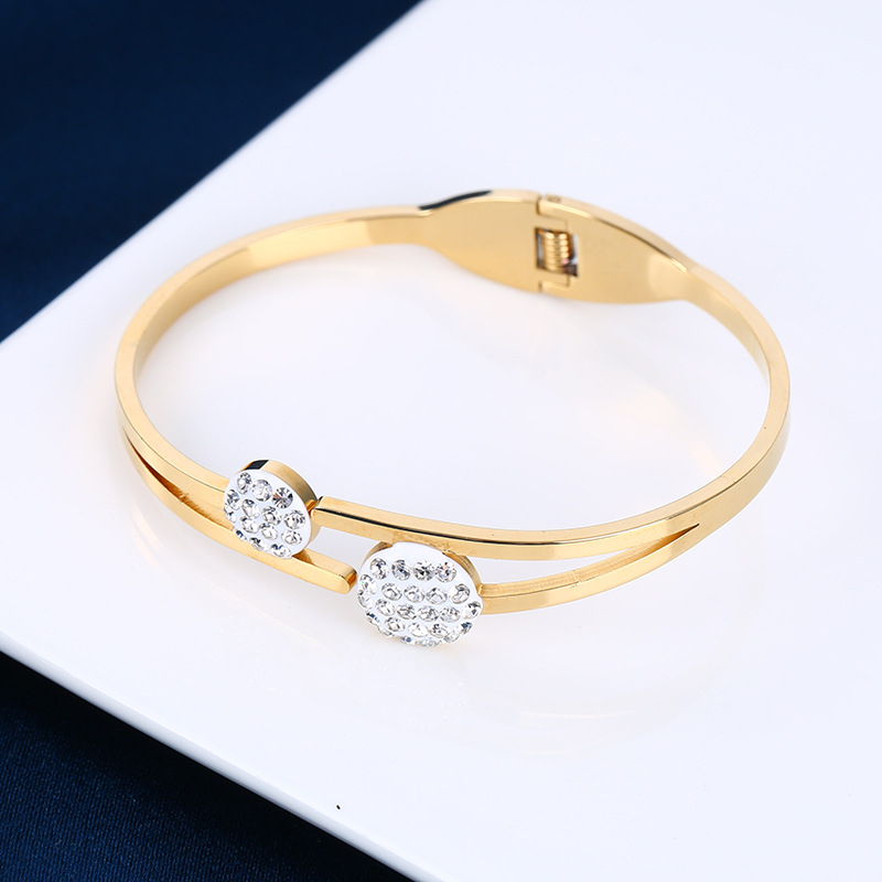 Gelang bangle bulat zircon titanium import anti karat harga grosir bisa cod