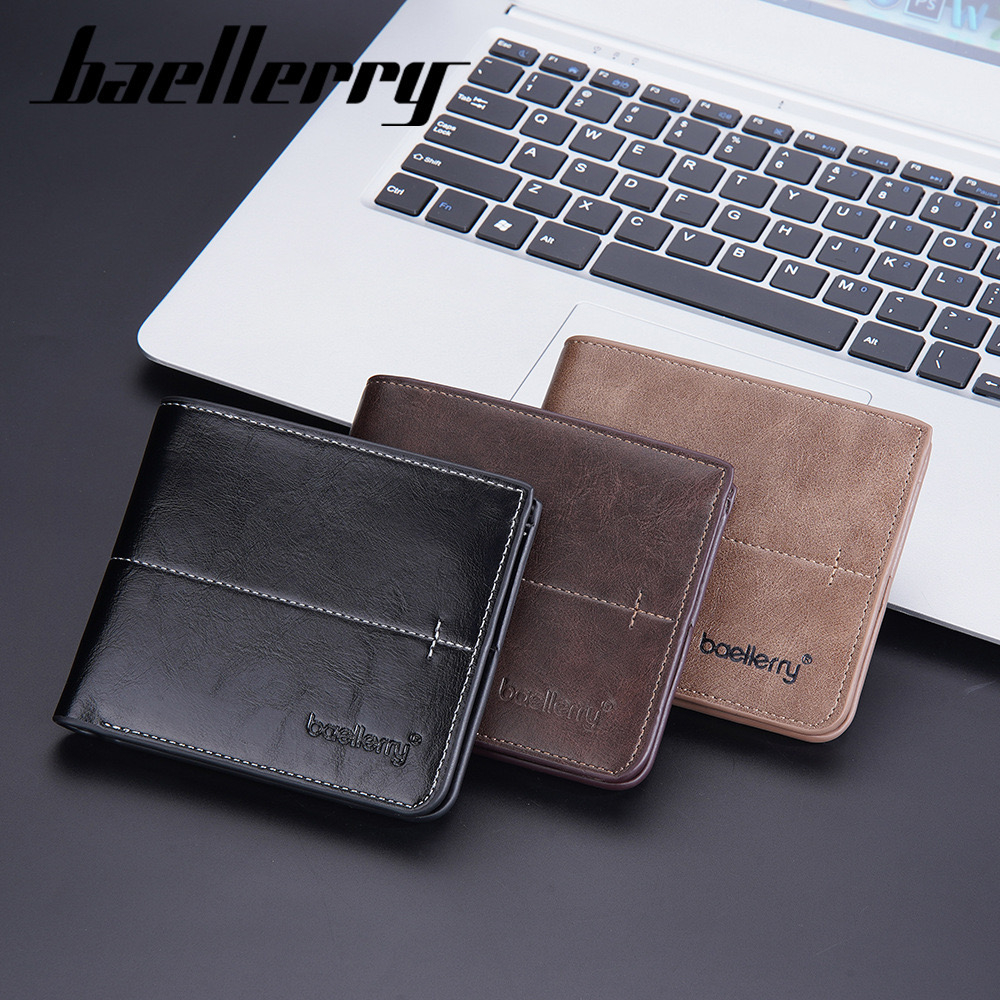 ORIGINAL BAELLERRY D3242 HORIZONTAL DOMPET LIPAT BIFOLD UNISEX BAHAN SINTETIS DENGAN KANCING PENGUNCI