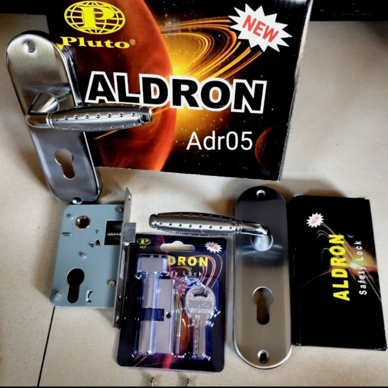 kunci pintu kecil set komplit ALDRON silinder knop putar+ baut tembus