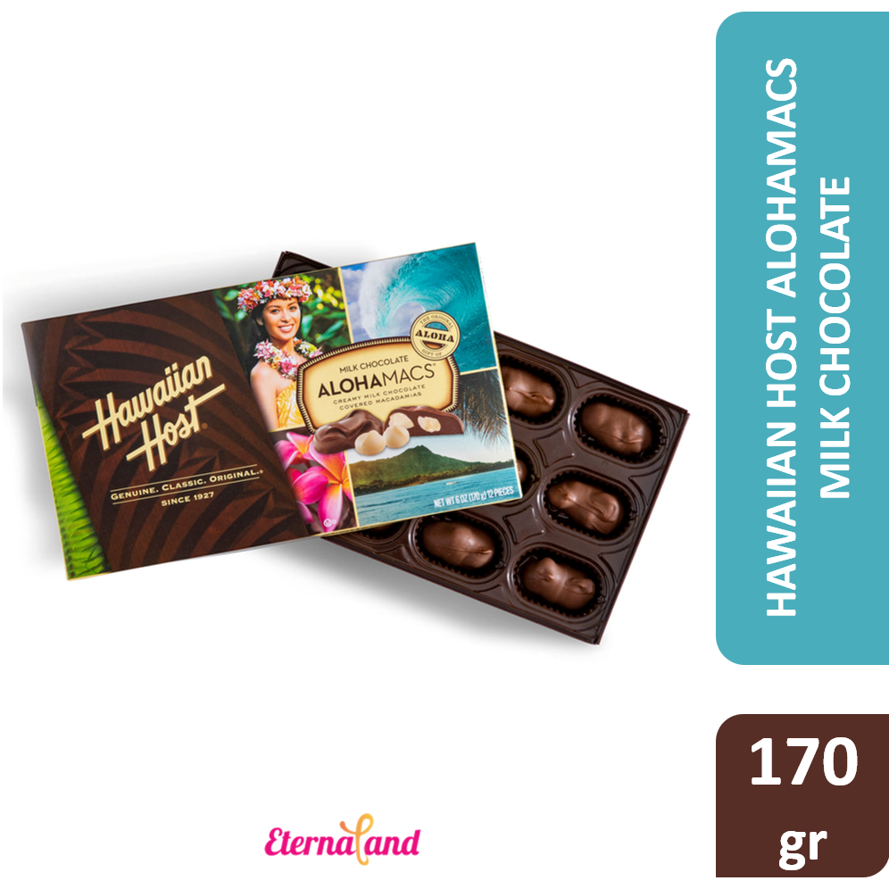 

Hawaiian Host Alohamacs Milk Chocolate 6 oz - cokelat impor usa