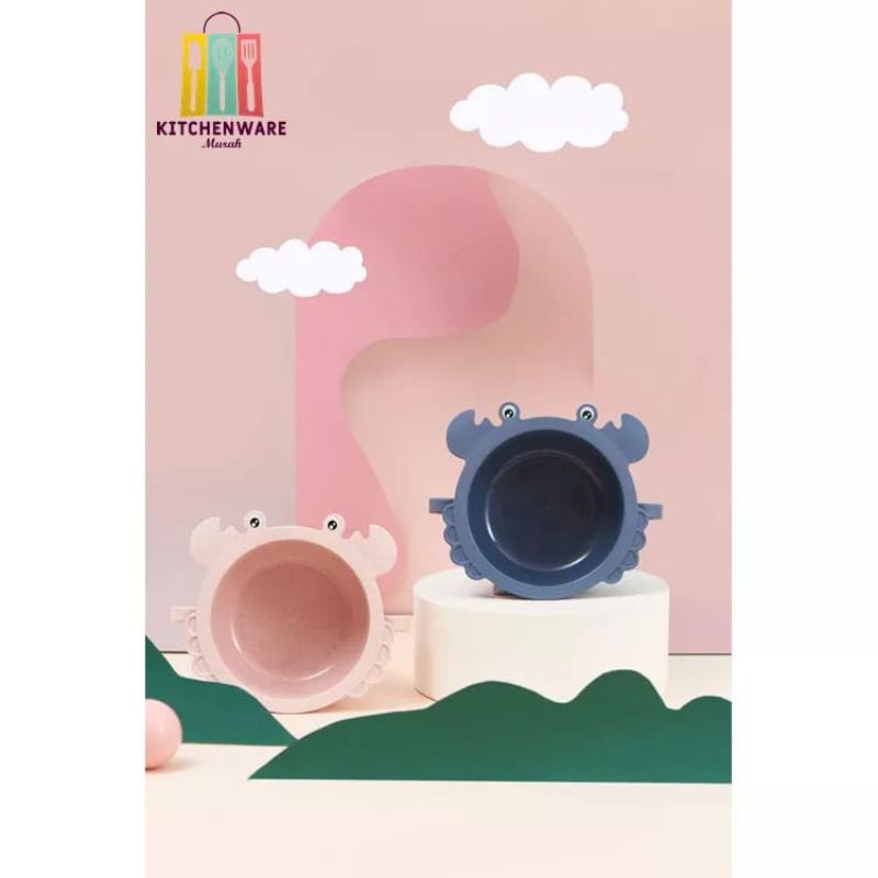 [rumahbayipdg] Mangkok makan bayi dan anak || wheat straw bowl crab