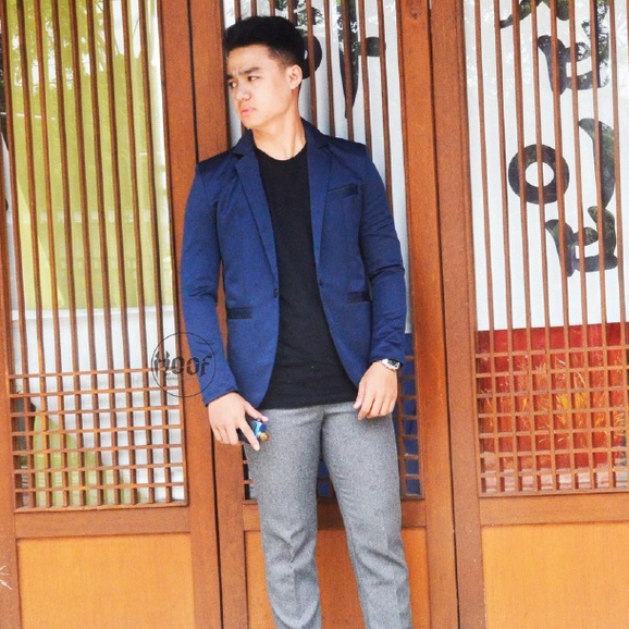 jas pria blazer pria warna navy / biru dongker slimfit casual formal original