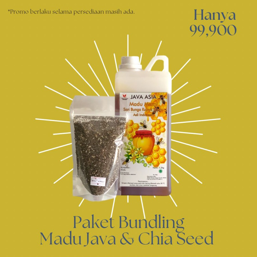 

Promo Paket Herbal Madu Murni Sari Kapuk 1,2 Kg Dan Chia Seed 100 Gr