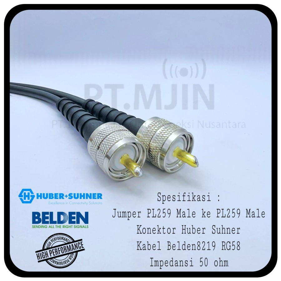 Kabel Jumper Belden8219 RG58 PL259 Male ke PL259 Male Panjang 1 Meter