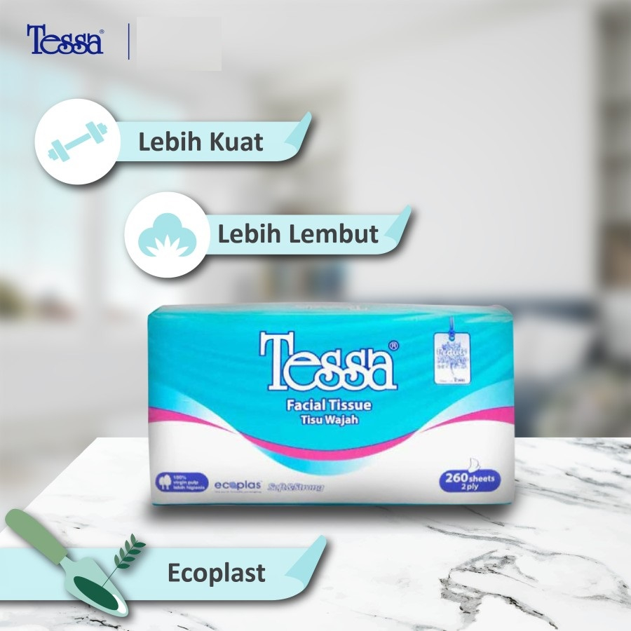 Tisu Wajah 260 sheet / Tissue Tessa Facial 260 Sheets 2 Ply TP02 / Tisu lembut dan kuat 2ply 260s