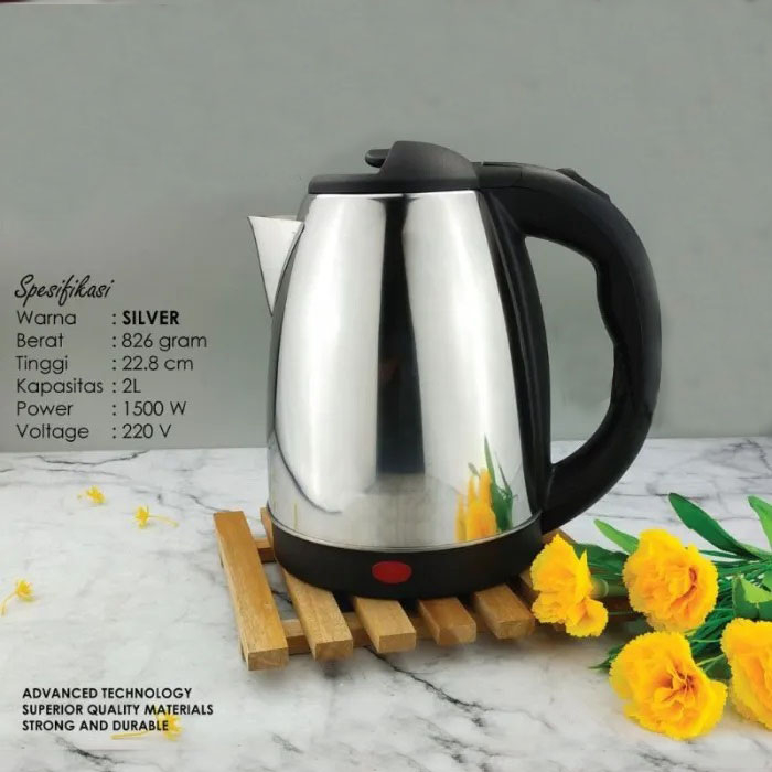 GDO - Teko Listrik Pemanas Air 2Liter Kettle Elecrtik High Quality Stainless Stell Bagus