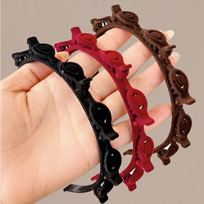 Bando Rambut Wanita 2in1 Jepit Bludru Premium Aksesoris Fashion Wanita Korea HOPYLOVY