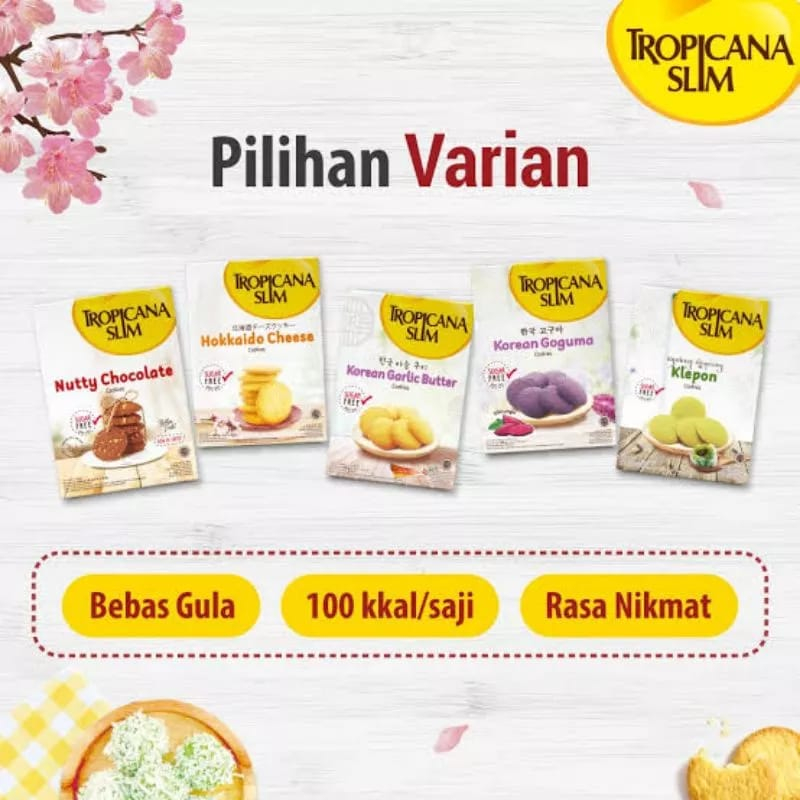 TROPICANA SLIM COOKIES SUGAR FREE 20GR SACHET | BISKUIT HEALTHY SNACK DIET SEHAT RENDAH KALORI MAKANAN RINGAN