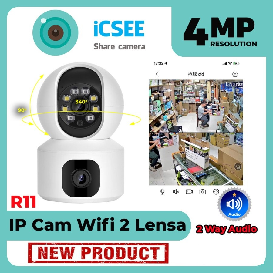 IP Camera PTZ Smart Wifi 2 Lensa Dual Lense 4MP R11 2 Way Audio - Ys Shop