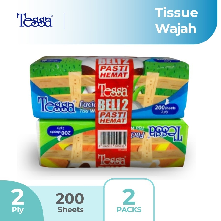 Tisu Tessa 200s TP06 sheet / Tissue Facial Character 200 Sheets 2 Ply  / Tisu Wajah 2ply Hemat ( Buy 1 Get 1 FREE / GRATIS 1 )