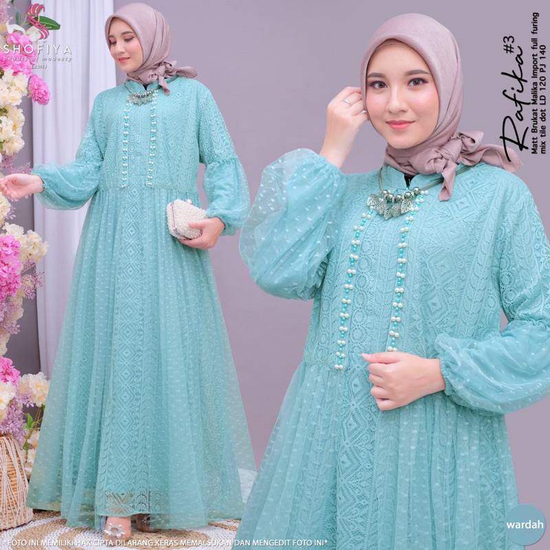 [NEW] RAFIKA DRESS GAMIS BRUKAT PESTA WANITA ORI BY SHOFIYA HIJAB || DRESS ARASHYA