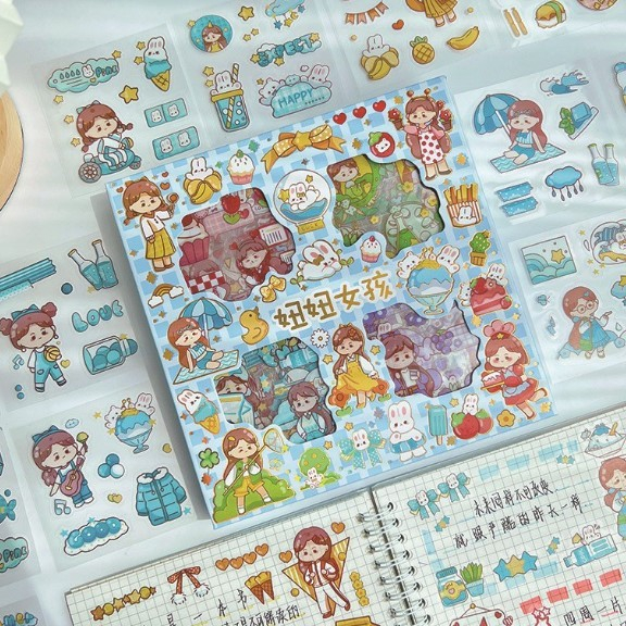 Stiker 2D 100 Lembar Sticker Momo Kartun Korea Lucu Anti Air