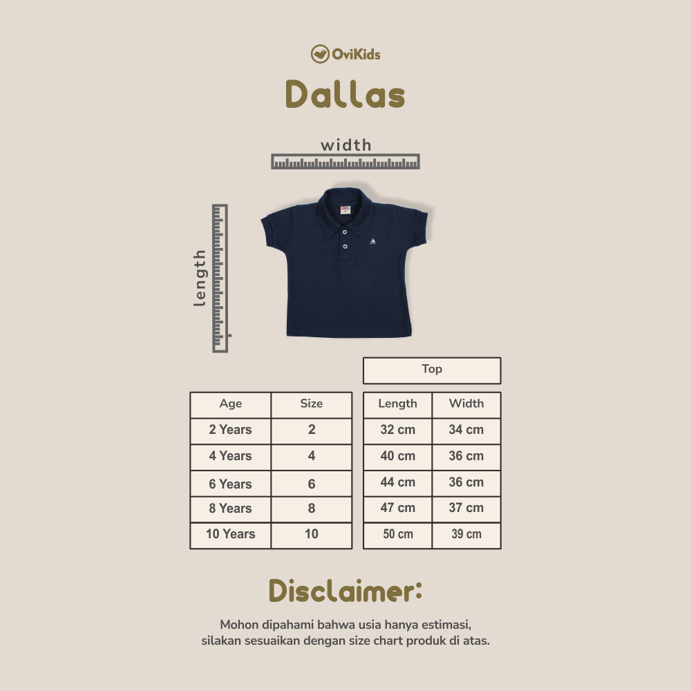 DALLAS-Kaos Anak Laki laki Perempuan (2-8/9 Tahun) KAOS POLO ANAK BAJU ATASAN ANAK OVIKIDS