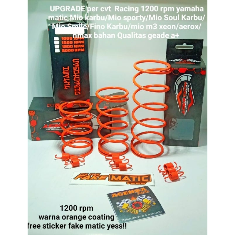 Per cvt racing 1200rpm+per sentri 1set  (AGN R Tech)yamaha matic mio karbu/mio sporty/mio soul karbu/mio smile/fino karbu/mio m3/xeon/aerox/nmaxbahan Qualitas grade a+