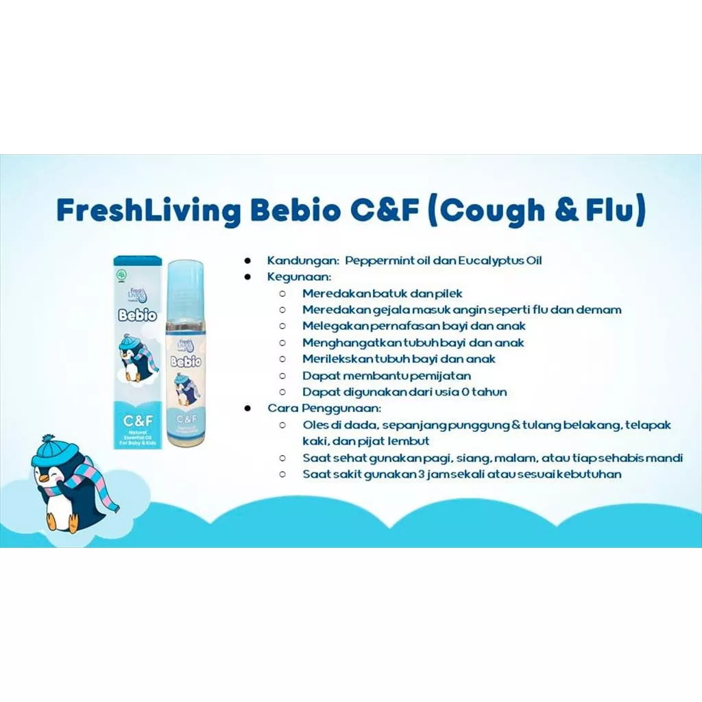 Freshliving Bebio Natural Esential Oil for Baby &amp; Kids - Minyak Pereda Sakit Perut / Flu / Gatal