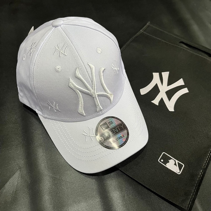 Topi NY Cap newyork Simple Fullwhite / Topi Baseball Korea Cap Free Goodiebag