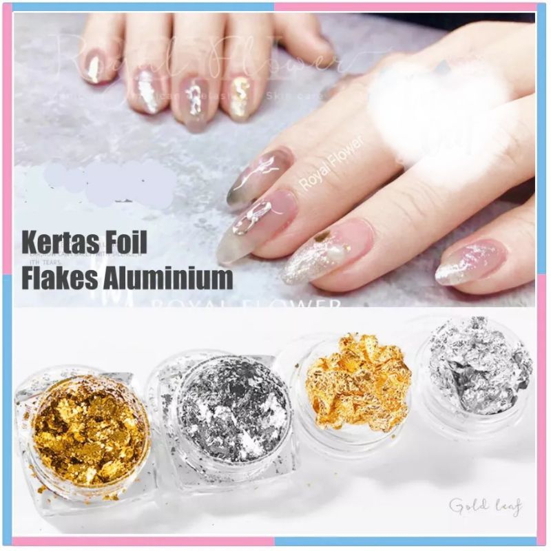 Foil Nail Art Aluminium Flakes / Kertas Foil Hiasan Kuku