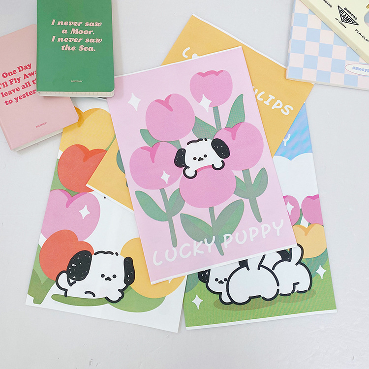 

5pcs Cute Puppy & Tulip Fancy Paper Bag Flat / Kantong Kertas Lucu Packing Online Shop