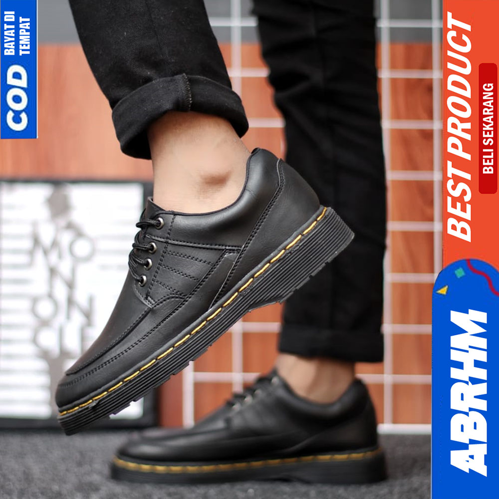 ABRHM Sepatu Formal Pantofel Docmart Casual Kulit Kerja Hitam Pria NEZUKO