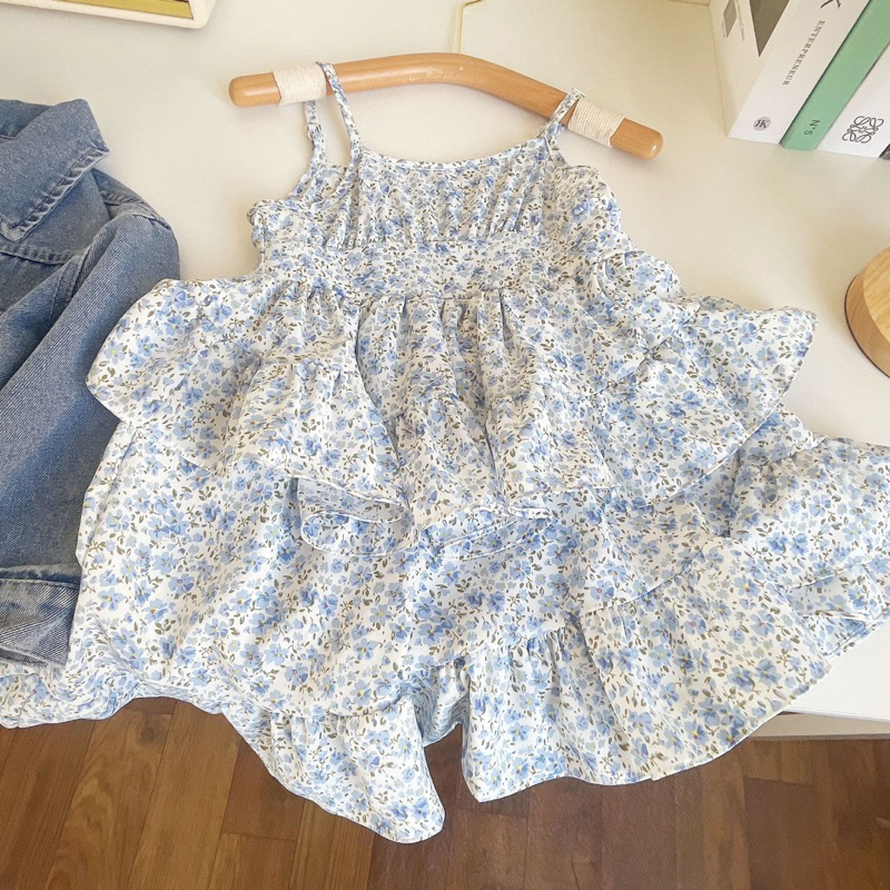 JUNECOLLECTIONS DRESS JAKET JEANS ANAK MOTIF BUNGA LENGAN PANJANG DRESS KOREA DRESS ANAK PEREMPUAN DRESS CANTIK DRESS JEANS #656