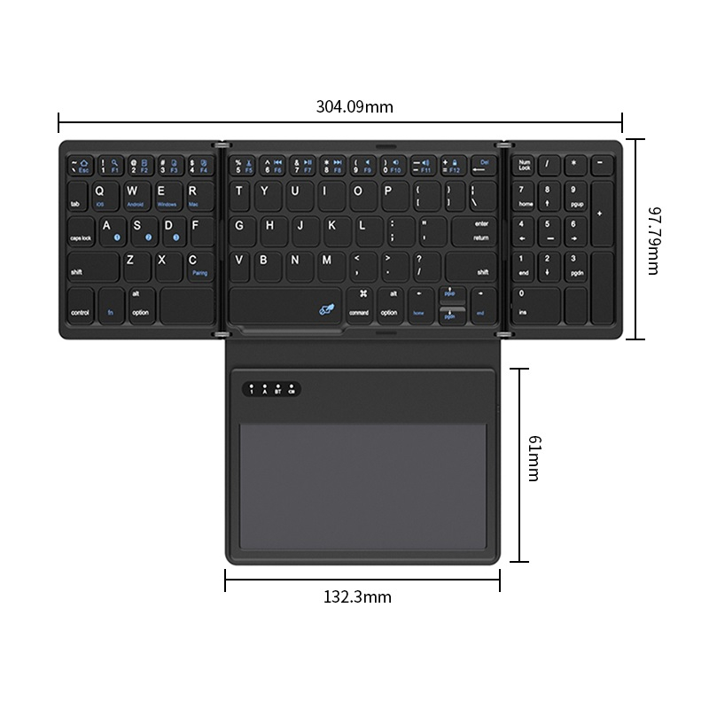 B055 - Universal Wireless Slim Folding Keyboard with Touchpad - Keyboard LIpat Bluetooth Universal Lengkap Dengan Touchpad