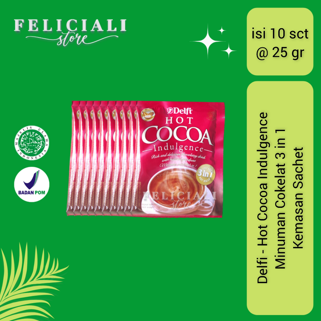 

Delfi - Hot Cocoa Indulgence - Minuman Cokelat 3 in 1 - isi 10 sachet @ 25g