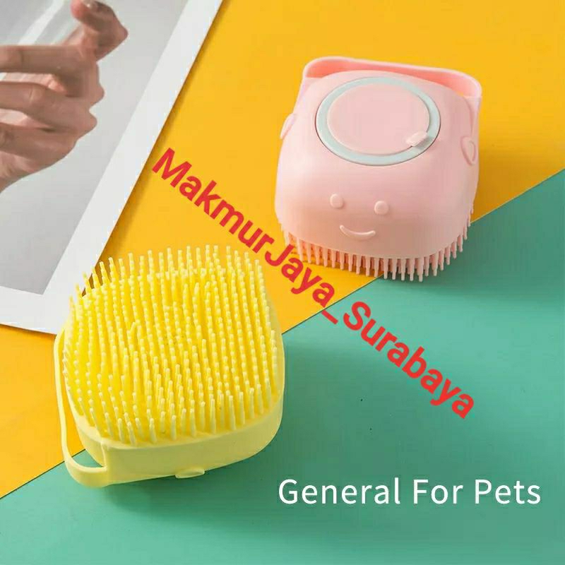 Pet Brush Dispenser Sisir Sikat Mandi Silikon Anjing Kucing - Sisir Sikat Mandi Dengan Tabung