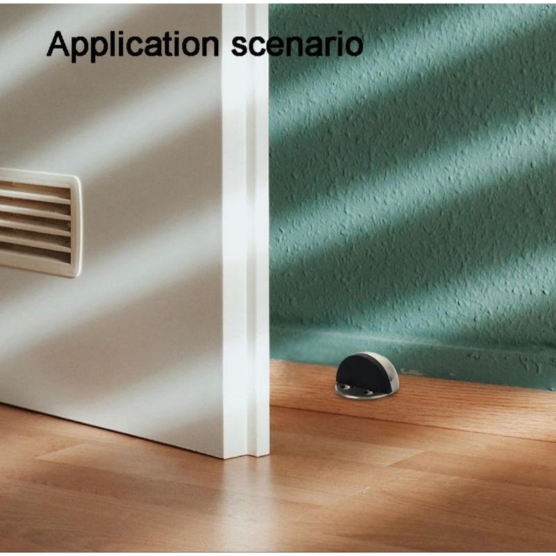 Door Stopper Stainless 2in1 Warna Aluminium Silver Lantai Bentuk Keong Penahan Pintu
