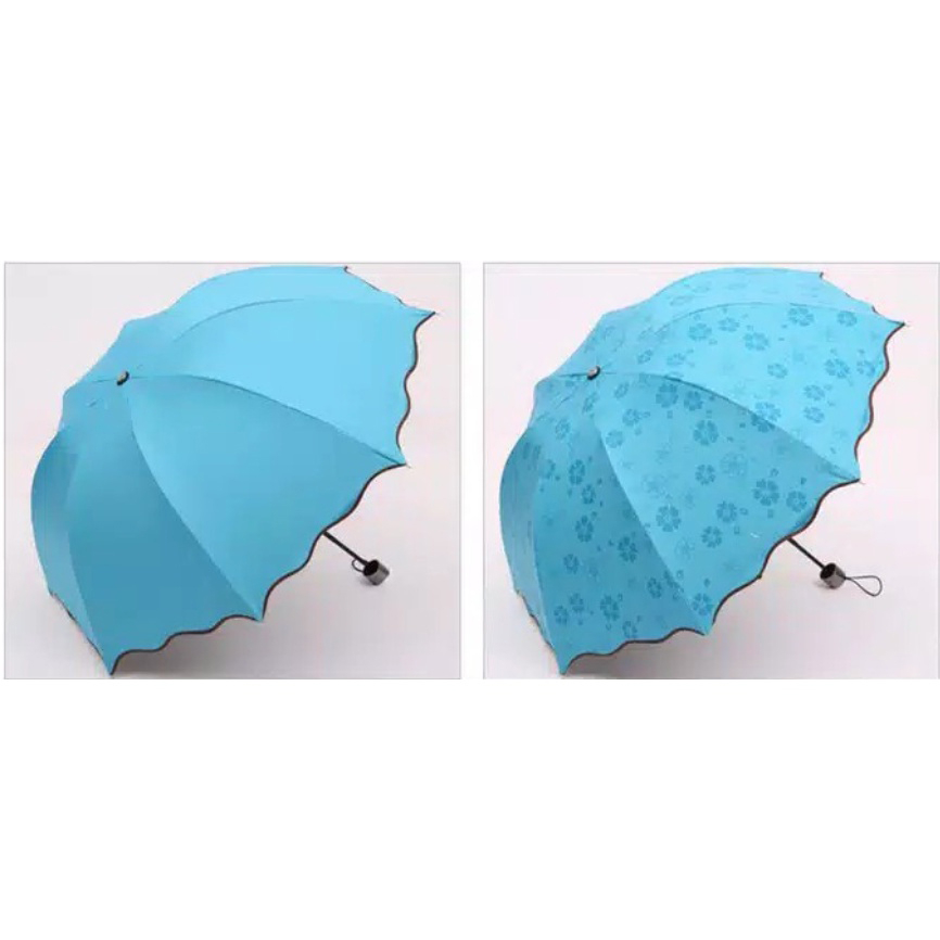 COD 3D Payung Lipat Magic Umbrella Dimensi Lapisan Hitam Anti UV Flowers Umbrella Payung Magic Lipat 3D Murah Import P82