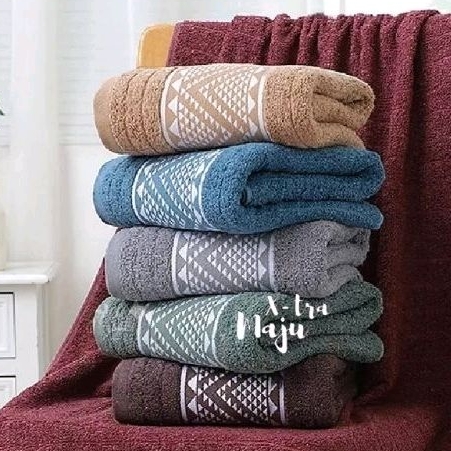Handuk mandi katun 70cmx140cm / handuk dewasa handuk katun motif daya serap
