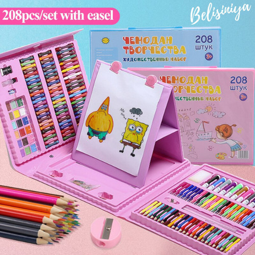 Crayon Anak Pengasah 208 Pcs Set Alat Menggambar Melukis Anak Anak Crayon Cat Air Pensil