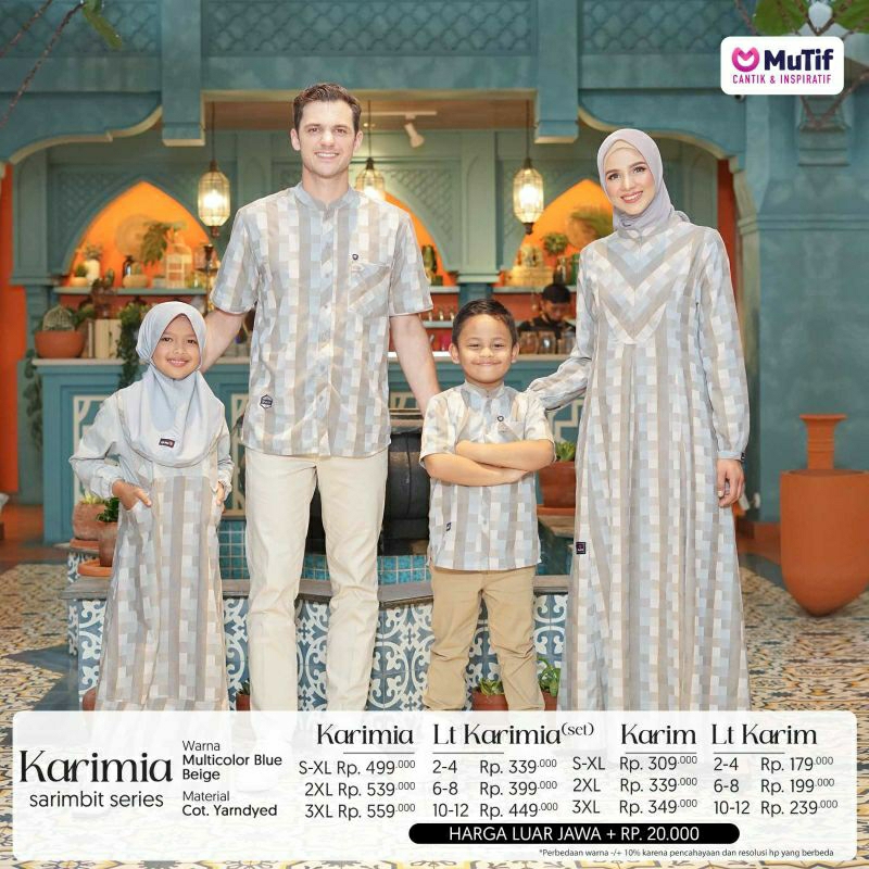 Mutif Sarimbit Karimia Multicolour Beige Multy Brown Mutif Man Karim Little Karimia Karim Baju Muslim Gamis Sarimbit Keluarga Family Series Terbaru Ori Lebaran 2023