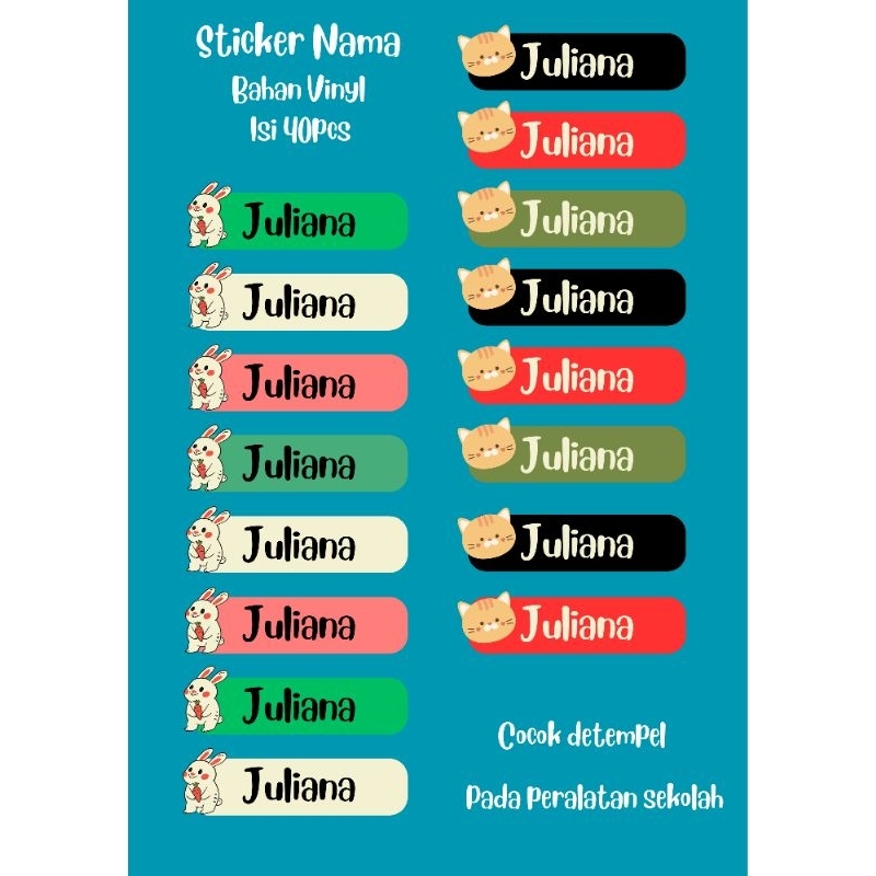 

Sticker nama/label nama/ costum/A3 bahan Vinyl