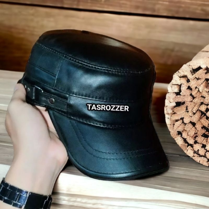 Topi komando kulit asli model ring terdapat pengaturan size