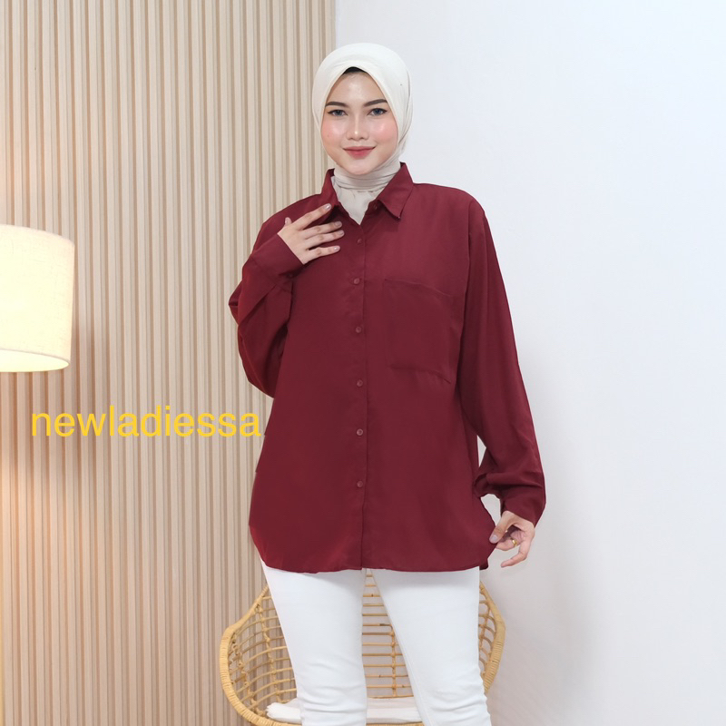 salwa shirt by newladiessa, kemeja basic wanita lengan skoder