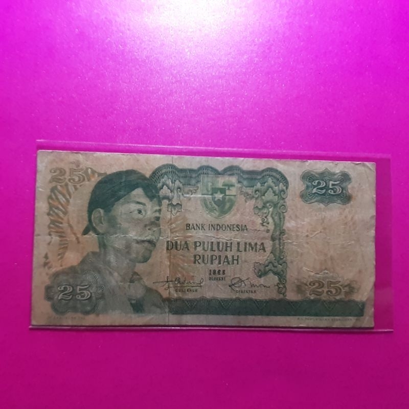 uang kuno 25 rupiah sudirman 1968