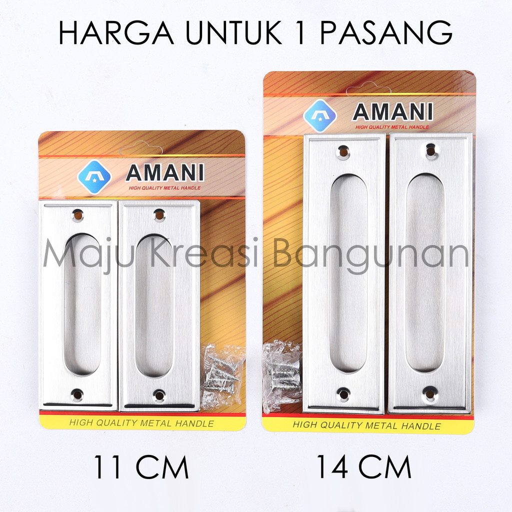 Tarikan Tanam Amani Stainless Steel Handle Pintu Sliding Pegangan Lemari Dorong Geser 11 14 Cm Centimeter 11Cm 14Cm