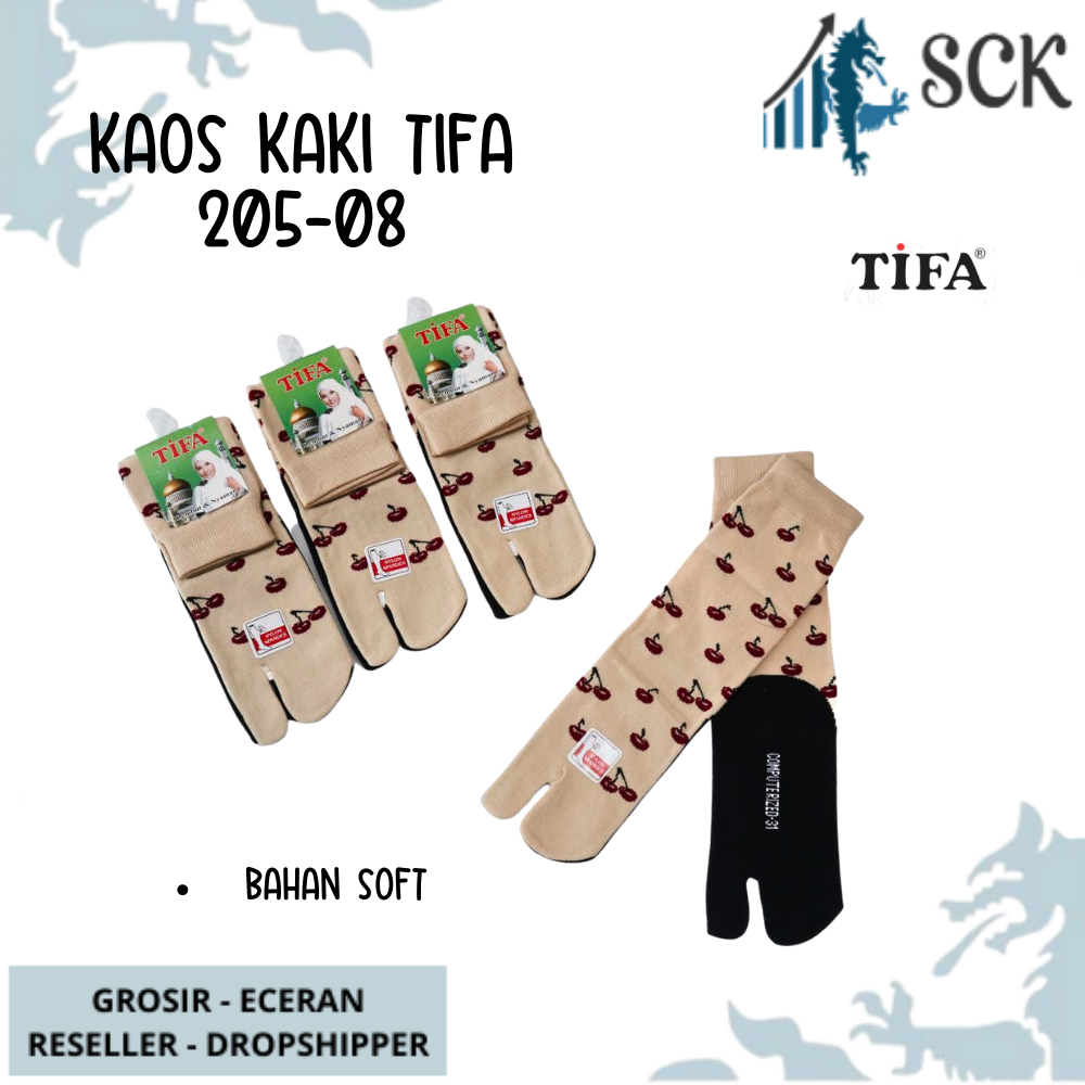 Kaos Kaki Wanita TIFA 205 08 MOTIF Betis MUSLIM WARNA MUDA / Kaus Kaki Wanita Muslimah Betis 2 Jari - sckmenwear GROSIR