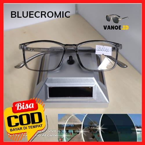 BRENDA  Kacamata Bluecromic Pria Wanita Antiradiasi Blueray Berubah Gelap Otomatis ( outdoor ) Free 